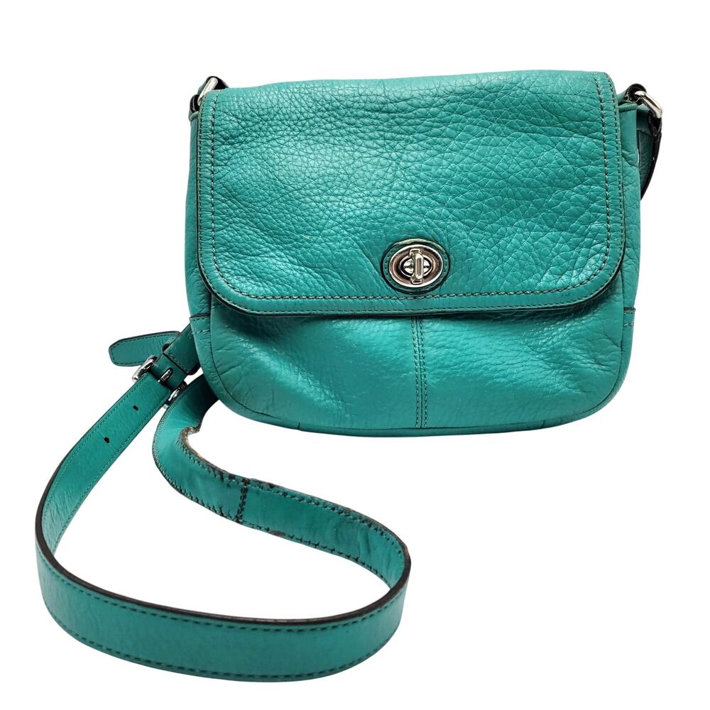 Coach Legacy Leather Penny Crossbody Bag #D1357-F23663 Teal Pebbled Leather